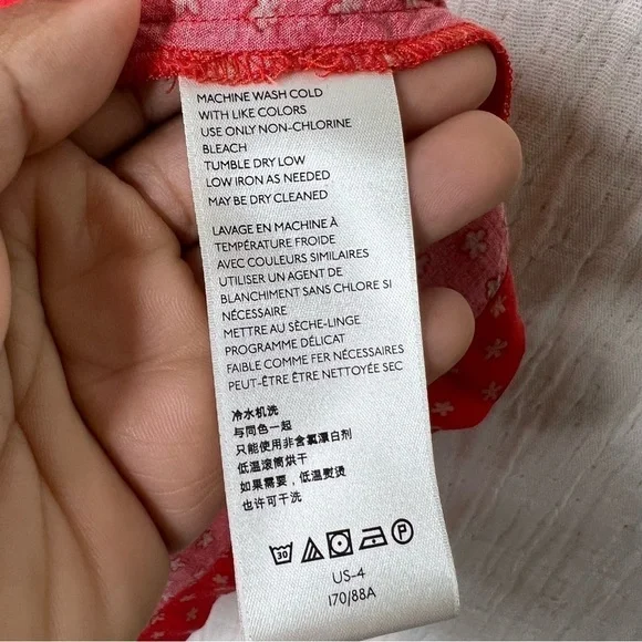 Free People Floral Print Front Scoop Neck Sleeveless A-Line Mini Dress size 4 - Picture 4 of 5